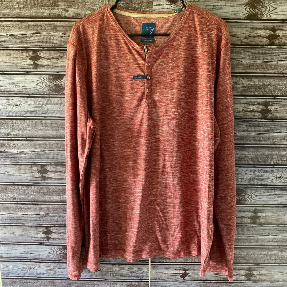Essex Crossing Men's Long-Sleeved Shirt Size XL.Red Heathered‎ Super Soft NWT